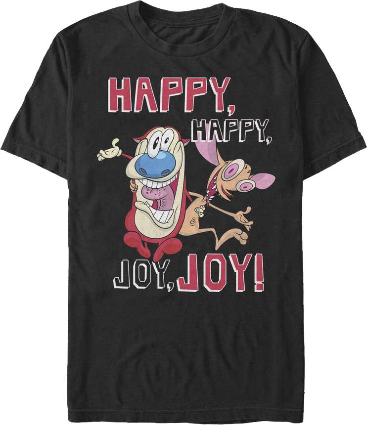 Happy Happy Joy Joy Ren and Stimpy T-Shirt Hoodie, Sweatshirt | CiraTrend.com (Image 1)