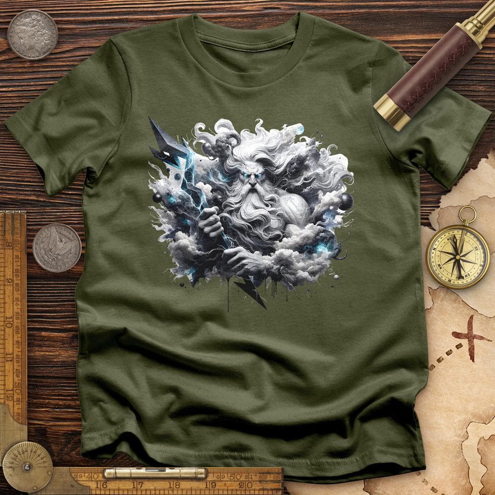 A Powerful Zeus Holding a Lightning Bolt T-Shirt Hoodie, Sweatshirt | CiraTrend.com (Image 1)