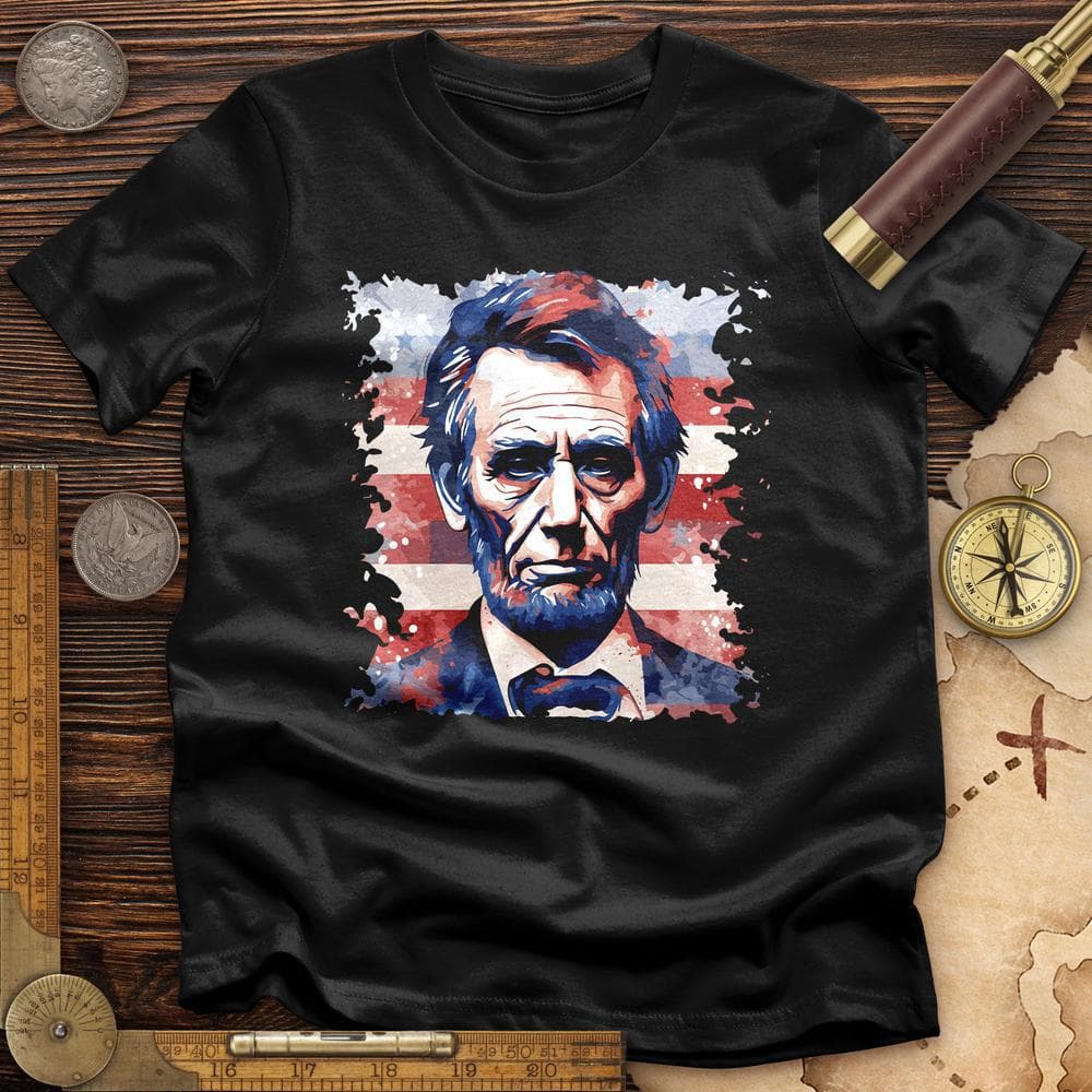 Abe Lincoln American Flag Art Premium Quality Tee Hoodie, Sweatshirt | CiraTrend.com (Image 2)