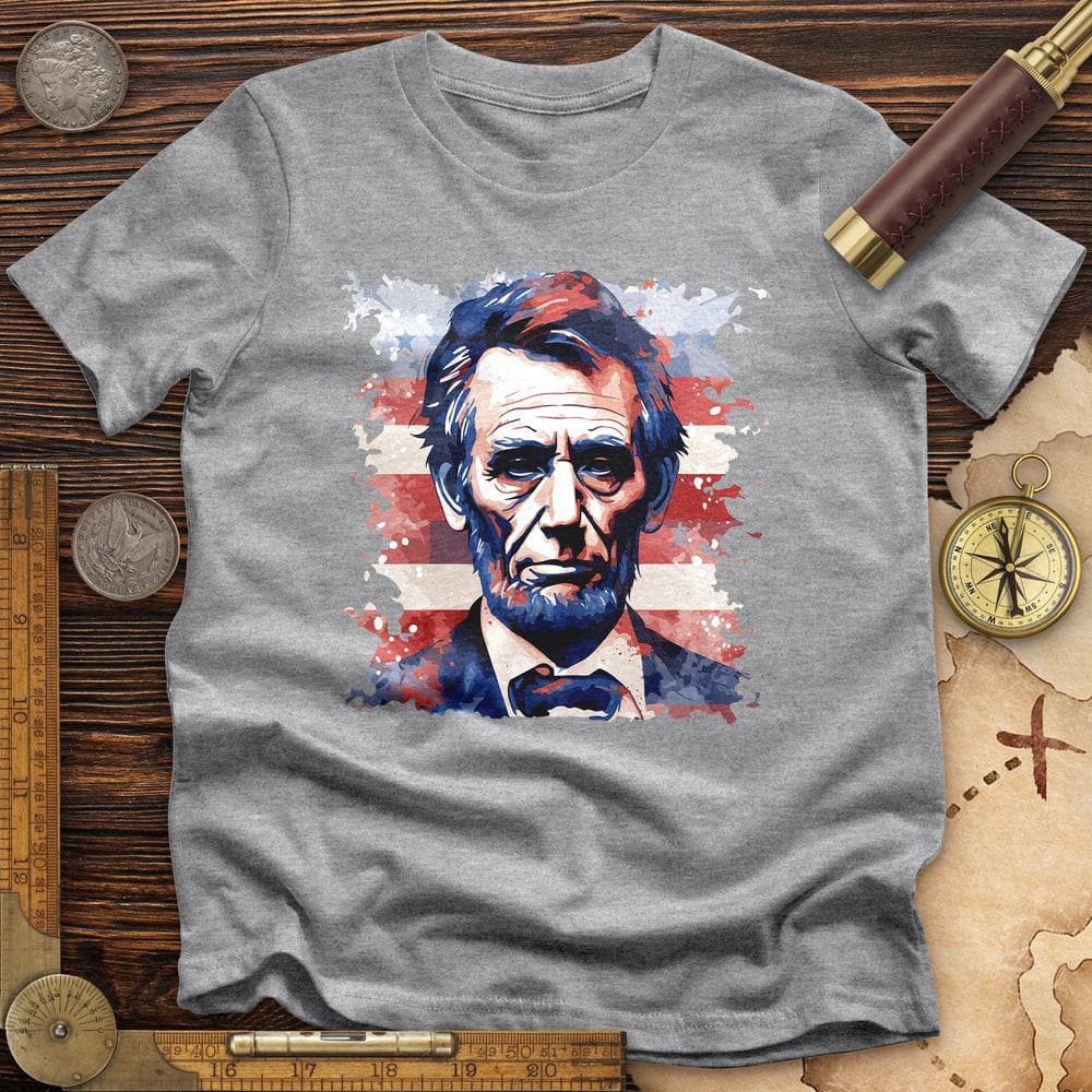 Abe Lincoln American Flag Art Premium Quality Tee Hoodie, Sweatshirt | CiraTrend.com (Image 1)