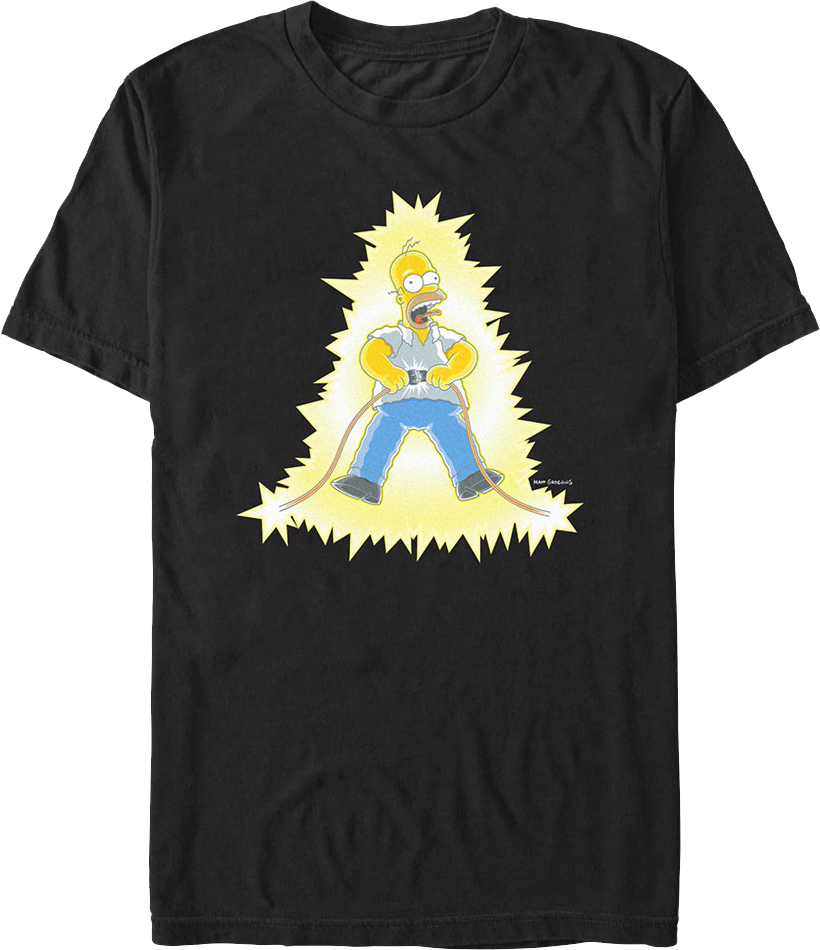 Homer Simpson Electrocution Simpsons T-Shirt Hoodie, Sweatshirt | CiraTrend.com (Image 1)