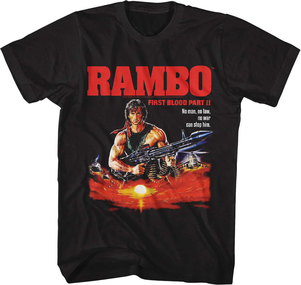 Illustrated Poster First Blood Part II Rambo T-Shirt Hoodie, Sweatshirt | CiraTrend.com (Image 1)