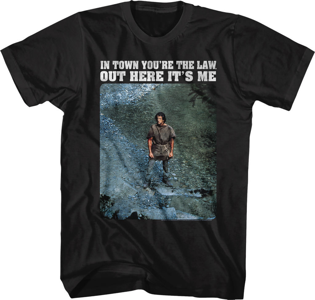 In Town You're The Law Out Here It's Me Rambo T-Shirt Hoodie, Sweatshirt | CiraTrend.com (Image 1)