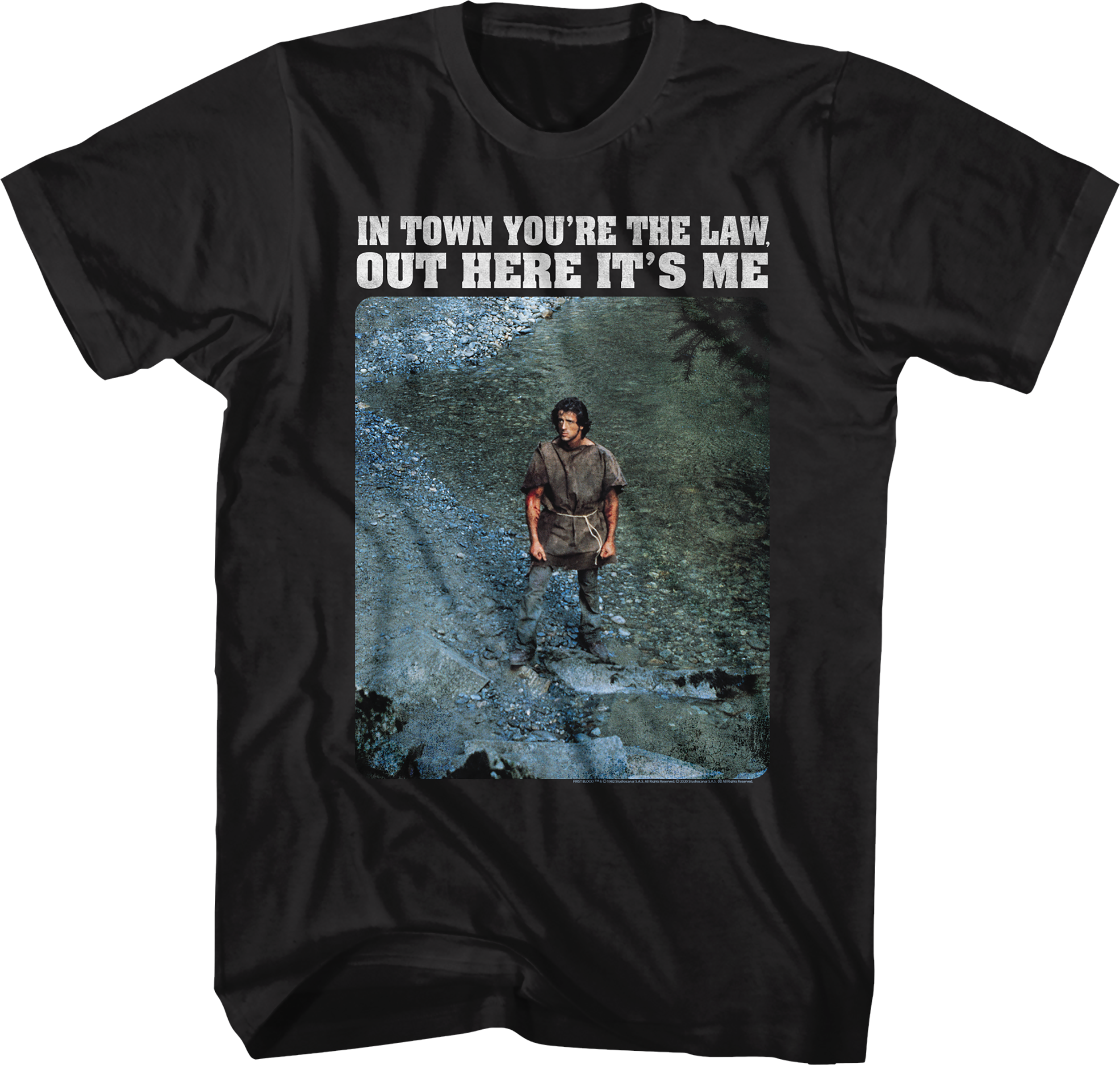 In Town You're The Law Out Here It's Me Rambo T-Shirt Hoodie, Sweatshirt | CiraTrend.com (Image 1)