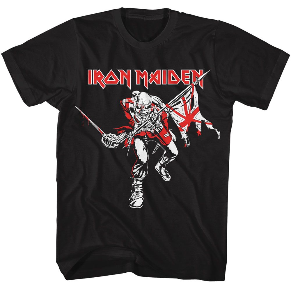 Iron Maiden - Red White Trooper Boyfriend Tee Hoodie, Sweatshirt | CiraTrend.com