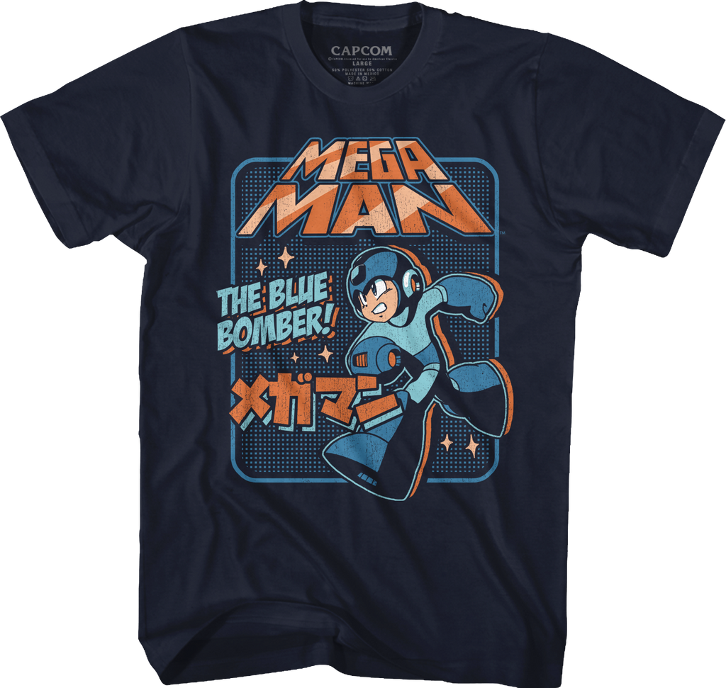 Japanese Blue Bomber Mega Man T-Shirt Hoodie, Sweatshirt | CiraTrend.com (Image 1)