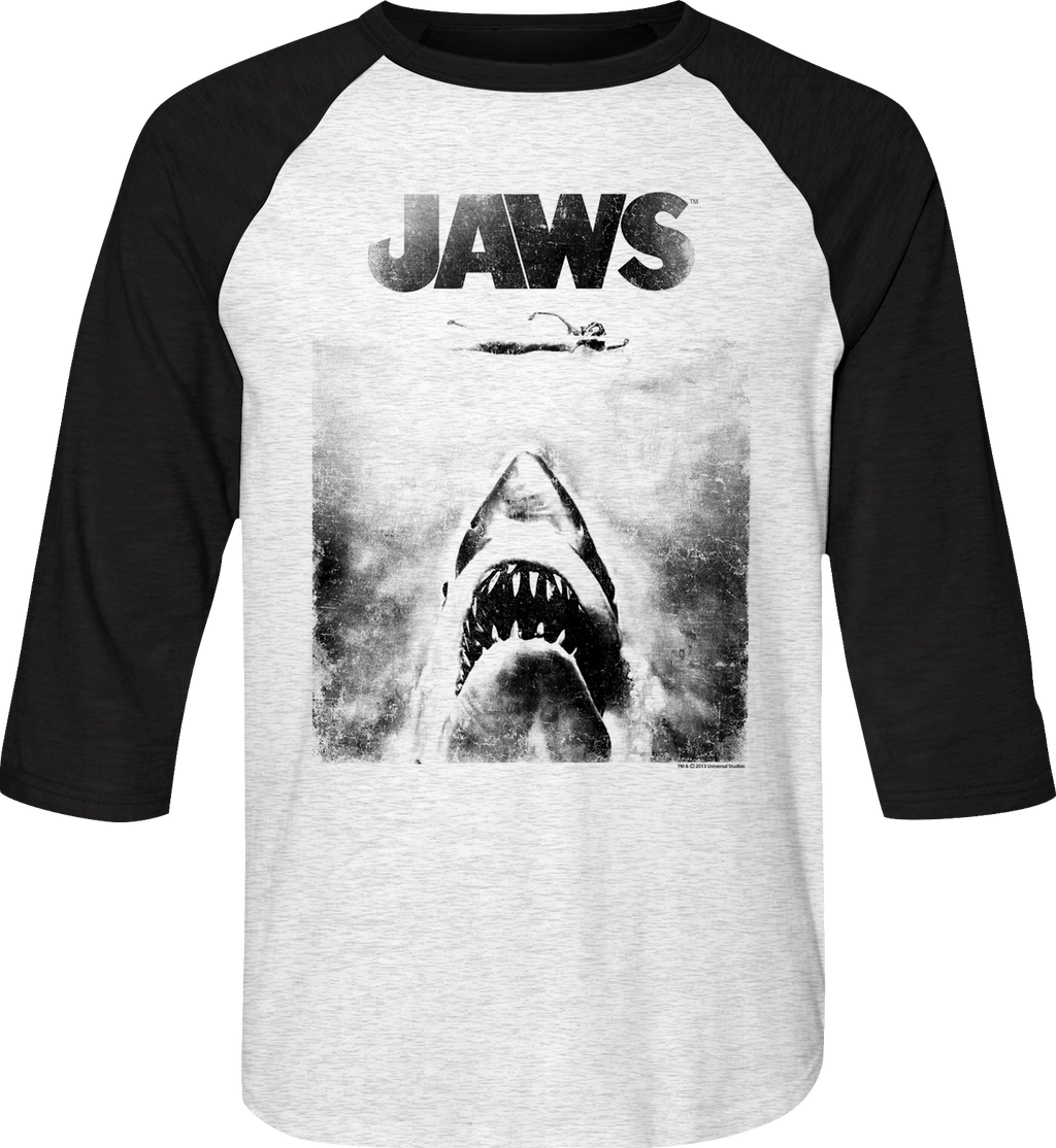 Jaws Raglan Baseball Shirt Hoodie, Sweatshirt | CiraTrend.com (Image 1)