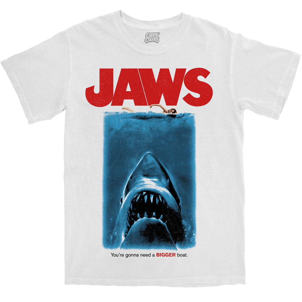 JAWS: RETRO HORROR - T-SHIRT (COMFORT COLORS) WHITE Hoodie, Sweatshirt | CiraTrend.com (Image 1)
