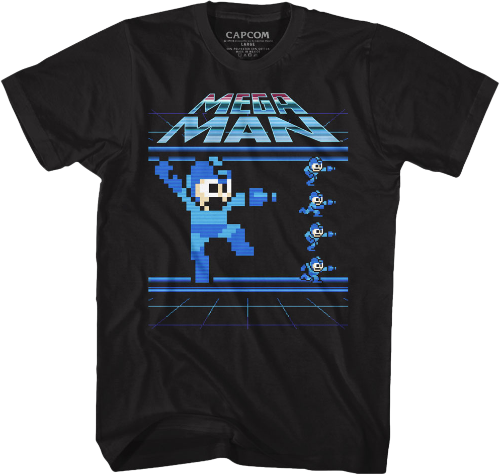 Jumping and Running Mega Man T-Shirt Hoodie, Sweatshirt | CiraTrend.com (Image 1)