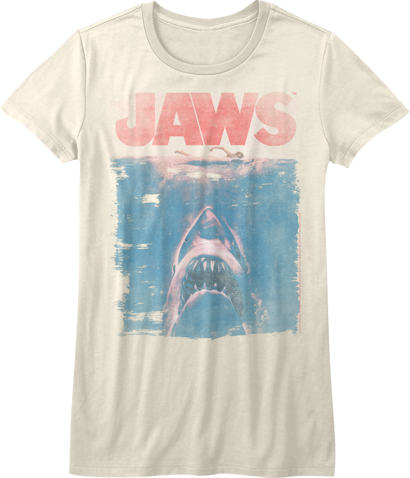 Womens Distressed Movie Poster Jaws Shirt Hoodie, Sweatshirt | CiraTrend.com (Image 1)