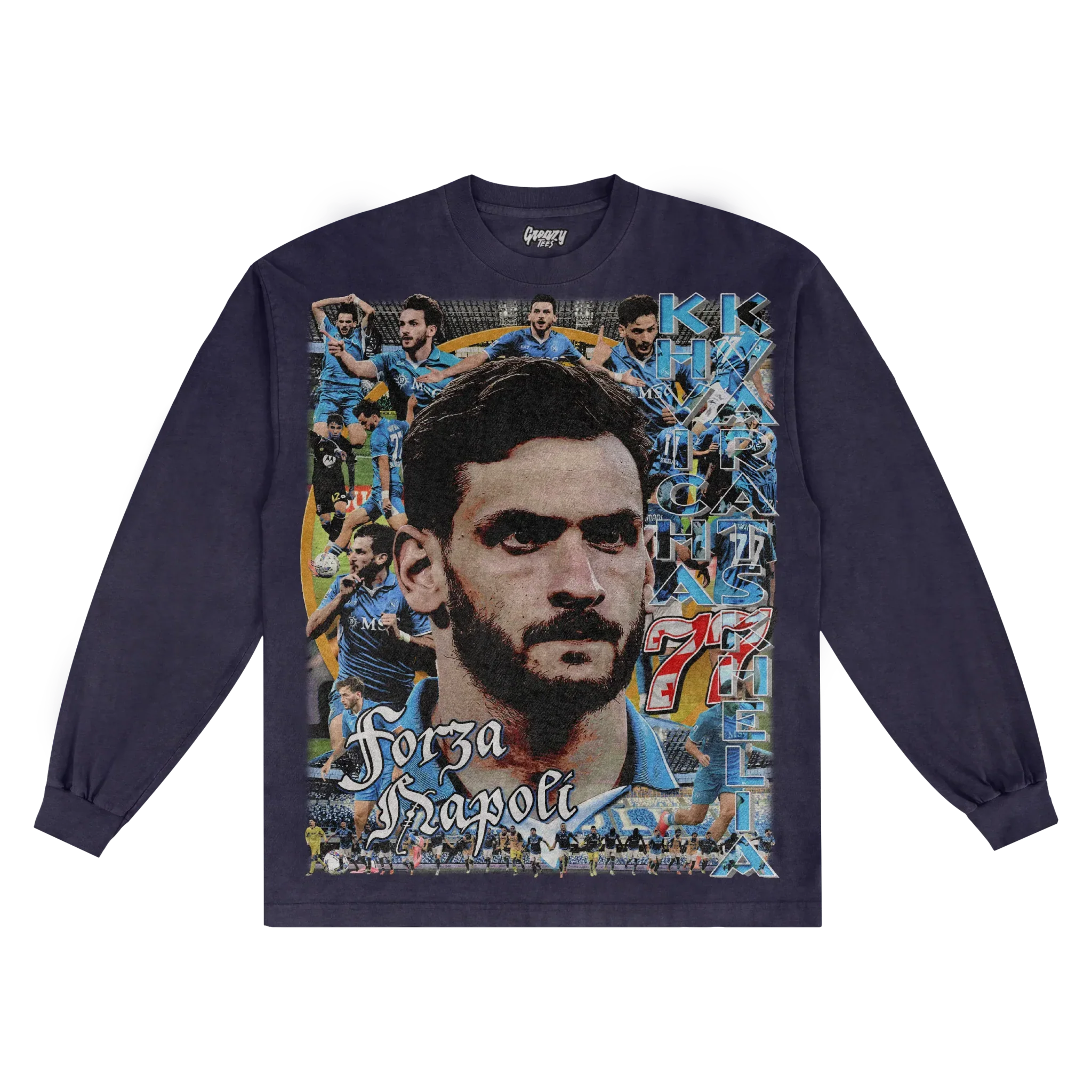 Khvicha Kvaratskhelia Napoli Long Sleeved Tee Style004 Hoodie, Sweatshirt | CiraTrend.com (Image 1)