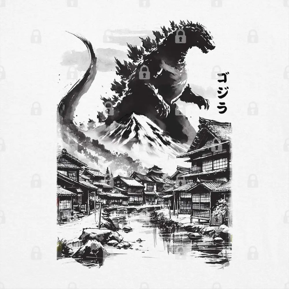 King Kaiju in Japanese Village T-Shirt Hoodie, Sweatshirt | CiraTrend.com (Image 1)