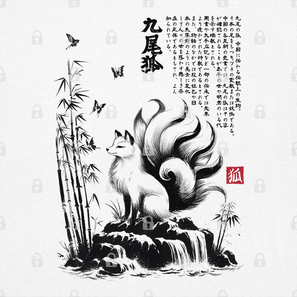 Kitsune Fox Sumi-e T-Shirt Hoodie, Sweatshirt | CiraTrend.com (Image 1)