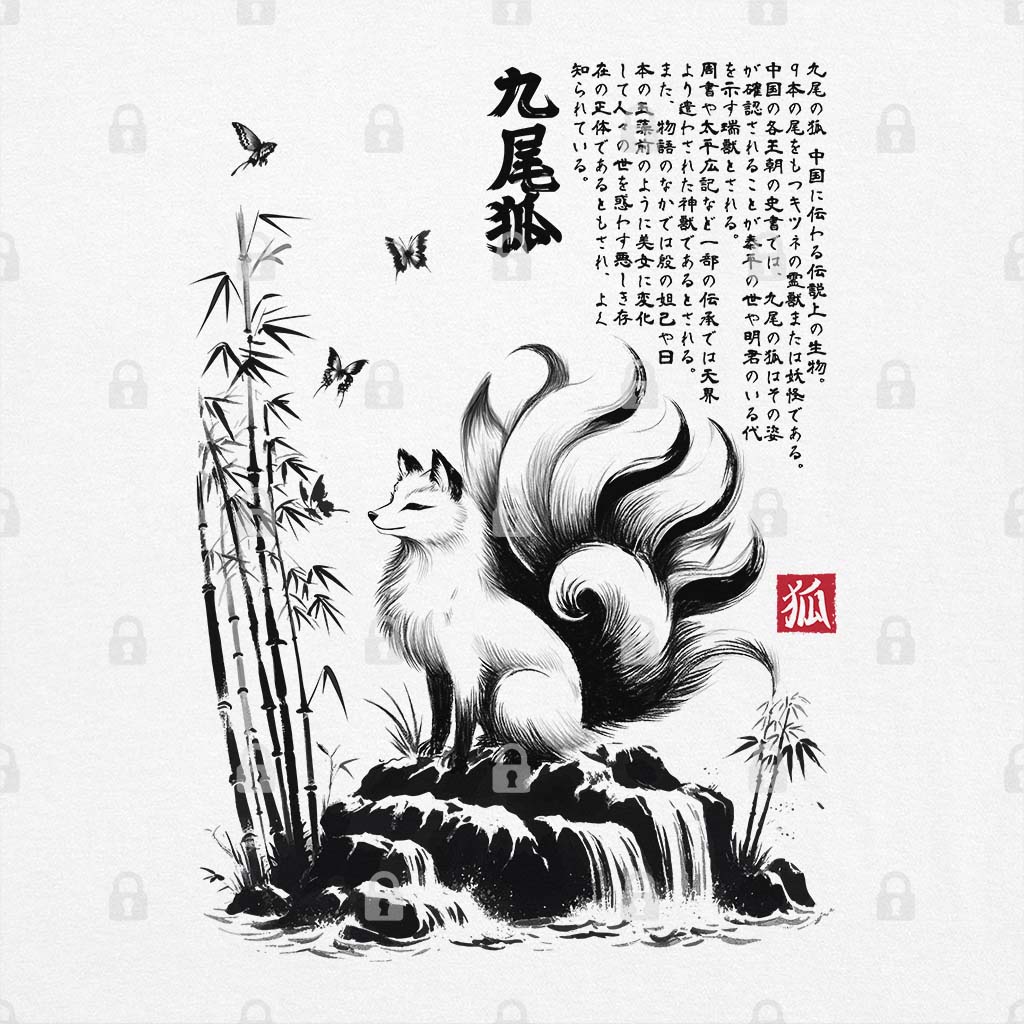 Kitsune Fox Sumi-e Hoodie T-Shirts, Sweatshirt | CiraTrend.com (Image 1)