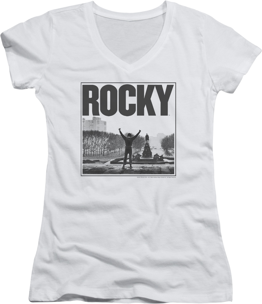 Ladies Arms Raised Rocky V-Neck Shirt Hoodie, Sweatshirt | CiraTrend.com (Image 1)