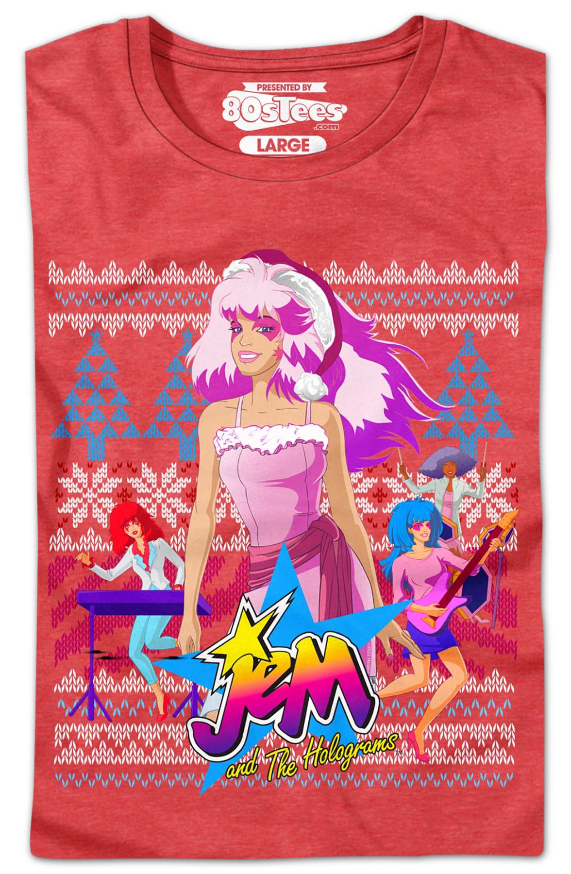 Ladies Jem and the Holograms Faux Knit Christmas Shirt Hoodie, Sweatshirt | CiraTrend.com (Image 2)