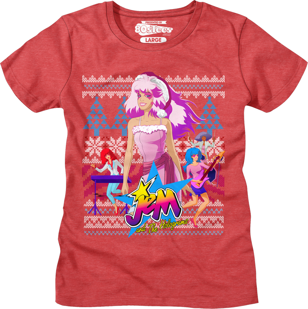 Ladies Jem and the Holograms Faux Knit Christmas Shirt Hoodie, Sweatshirt | CiraTrend.com (Image 1)