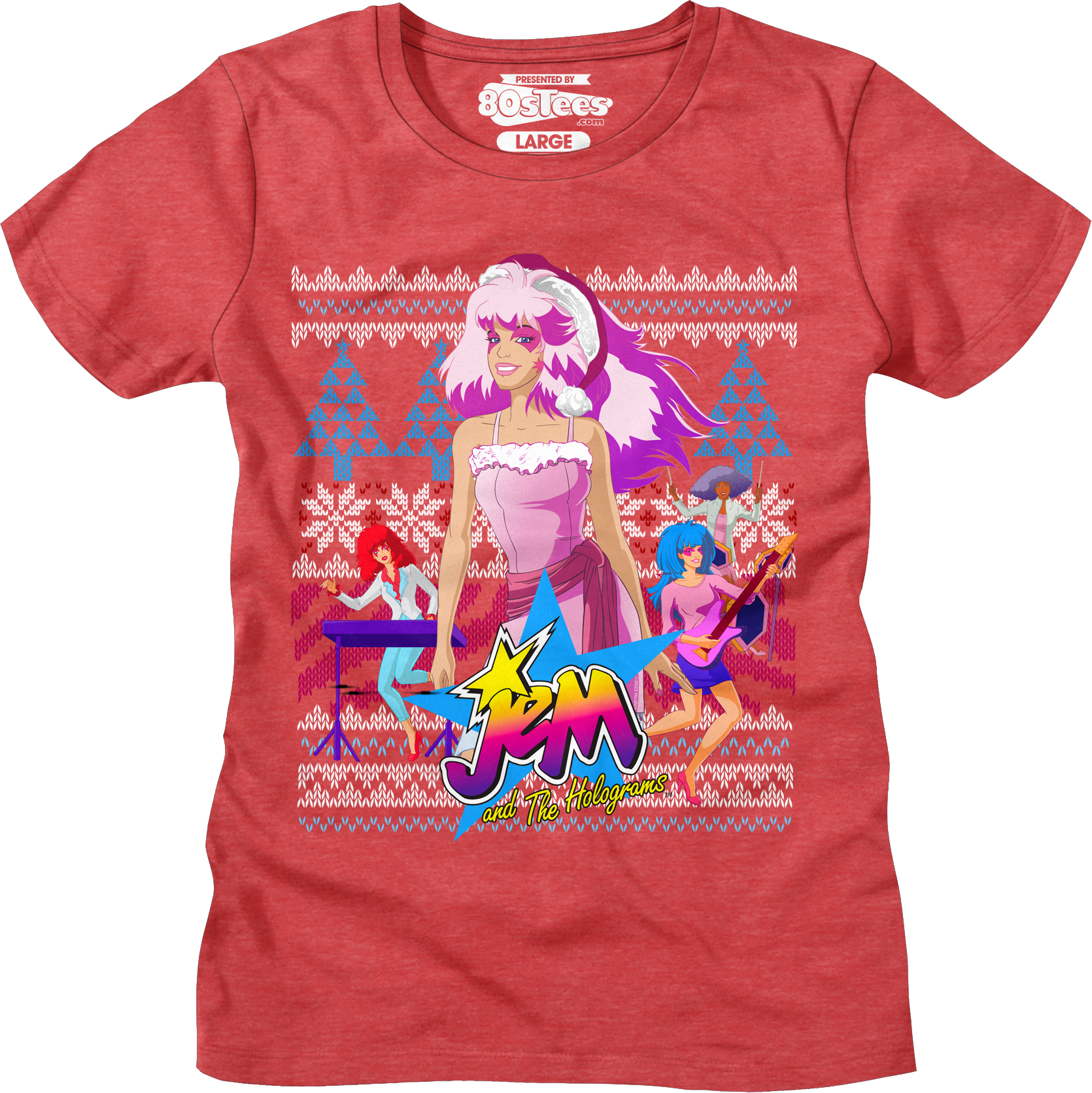 Ladies Jem and the Holograms Faux Knit Christmas Shirt Hoodie, Sweatshirt | CiraTrend.com (Image 1)