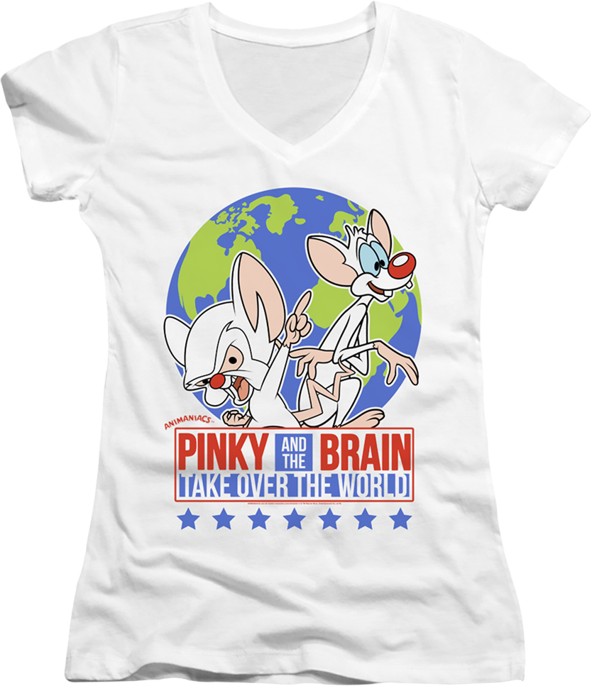 Ladies Pinky And The Brain Take Over The World Animaniacs V-Neck Shirt Hoodie, Sweatshirt | CiraTrend.com (Image 1)