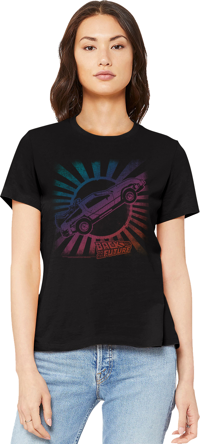 Womens Rainbow DeLorean Back To The Future Shirt Hoodie, Sweatshirt | CiraTrend.com (Image 1)