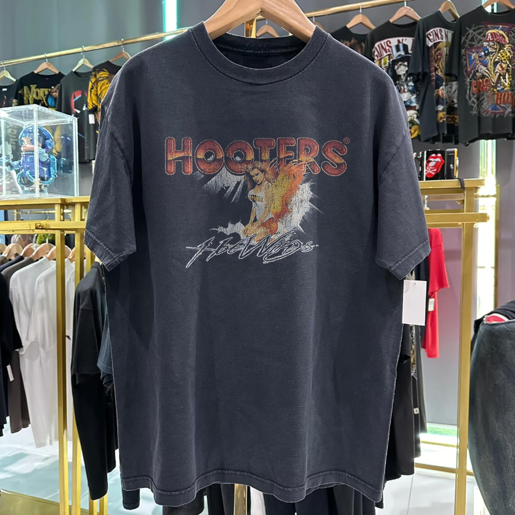 90s HOOTERS 'HOTWINGS' RARE WASHED BLACK T-SHIRT