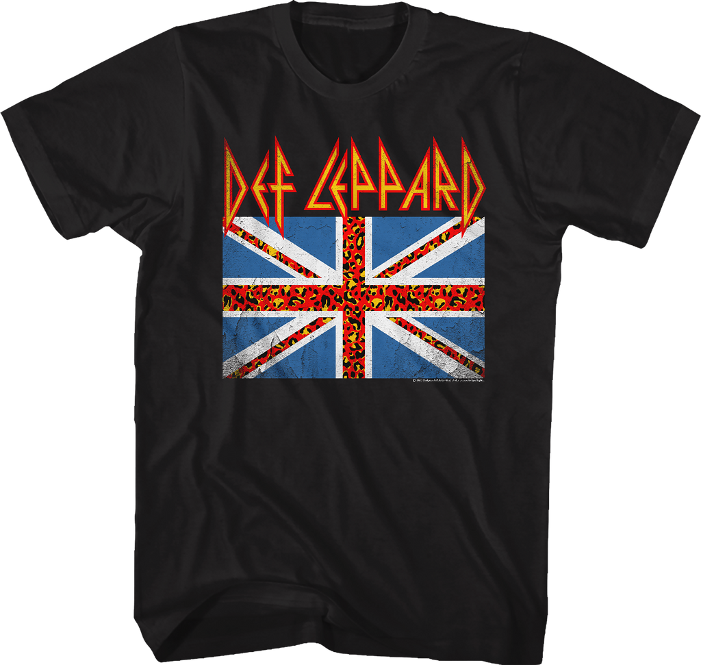 Leopard Print Union Jack Def Leppard T-Shirt Hoodie, Sweatshirt | CiraTrend.com (Image 1)