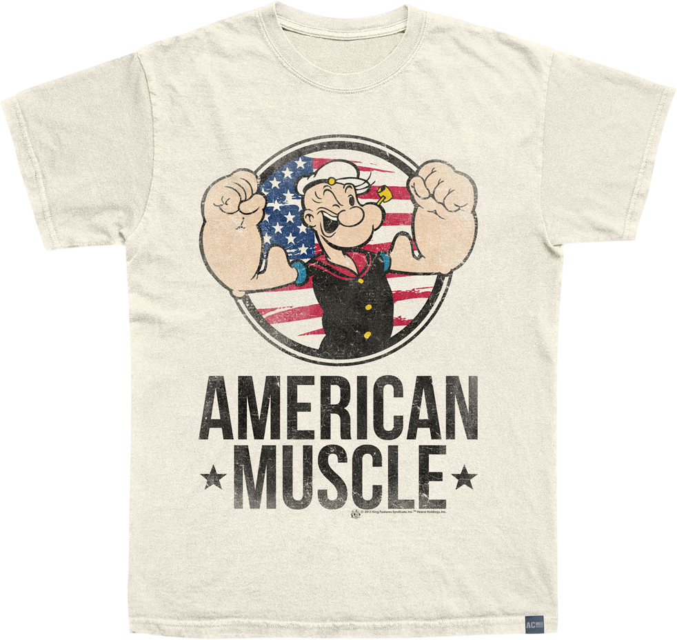 Made In USA American Muscle Popeye T-Shirt Hoodie, Sweatshirt | CiraTrend.com (Image 1)