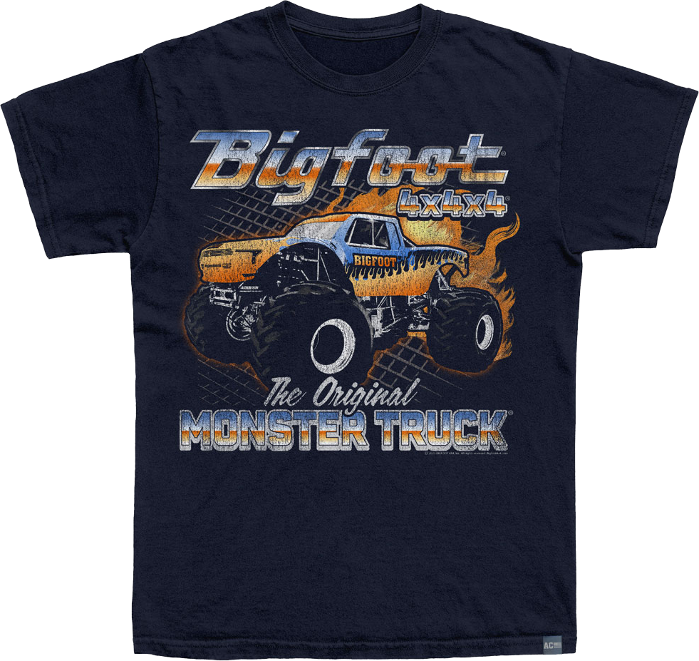 Made In USA Flame Truck Bigfoot T-Shirt Hoodie, Sweatshirt | CiraTrend.com (Image 1)