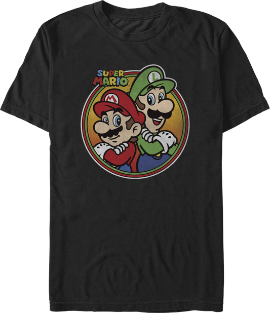 Mario & Luigi Retro Circle Super Mario Bros. T-Shirt