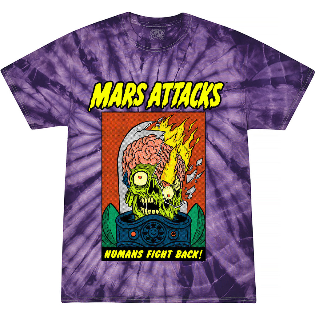 MARS ATTACKS: HUMANS FIGHT BACK - T-SHIRT (PURPLE TIE-DYE) Hoodie, Sweatshirt | CiraTrend.com (Image 1)