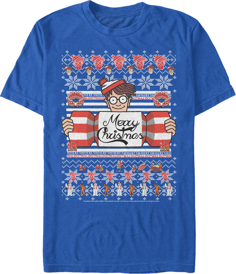 Merry Christmas Faux Ugly Sweater Where's Waldo T-Shirt Hoodie, Sweatshirt | CiraTrend.com (Image 1)