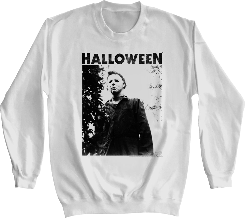 Michael Myers Black And White Photo Halloween Sweatshirt T-Shirts, Hoodie | CiraTrend.com (Image 1)