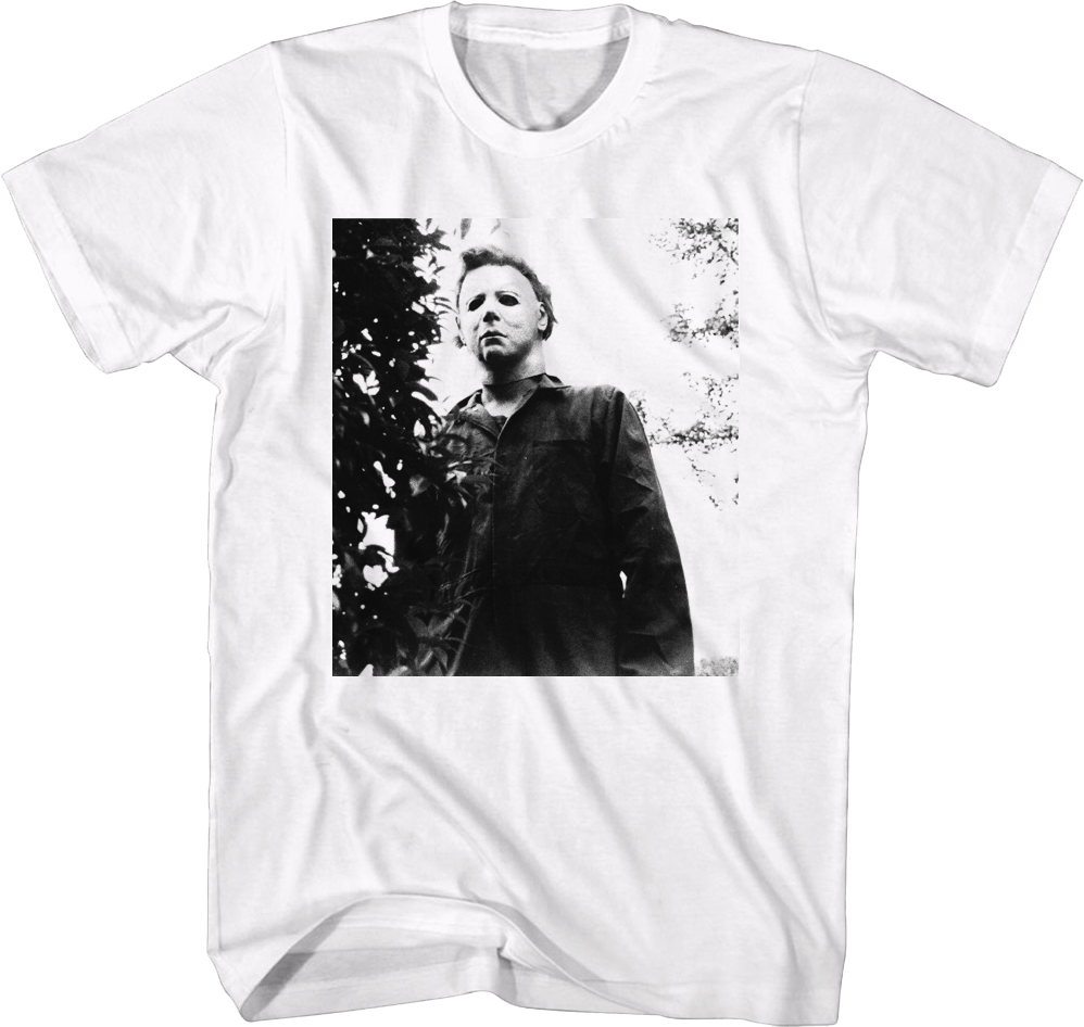 Michael Myers Black And White Photo Halloween T-Shirt Hoodie, Sweatshirt | CiraTrend.com (Image 1)