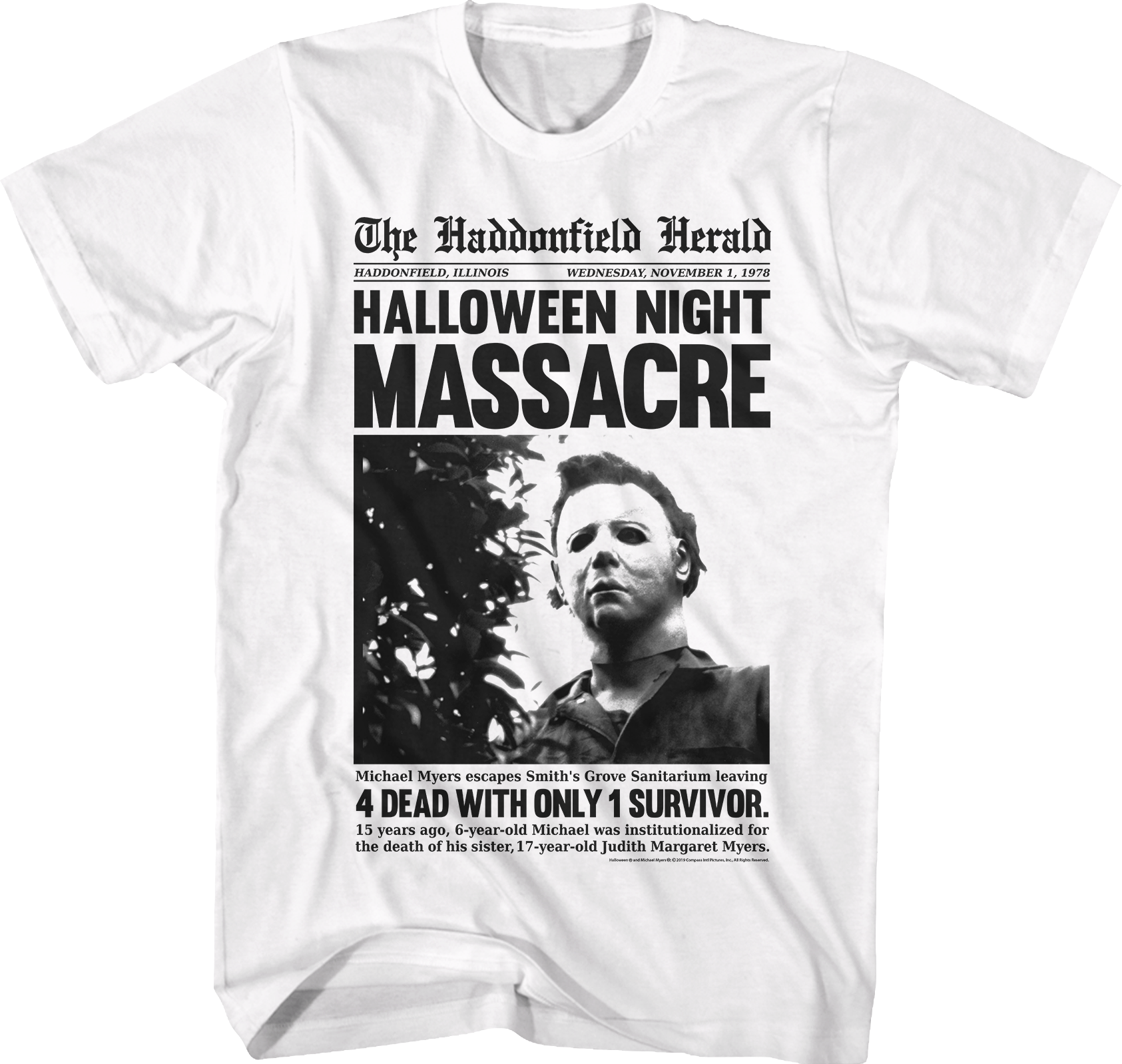 Michael Myers Headline Halloween T-Shirt Hoodie, Sweatshirt | CiraTrend.com (Image 1)
