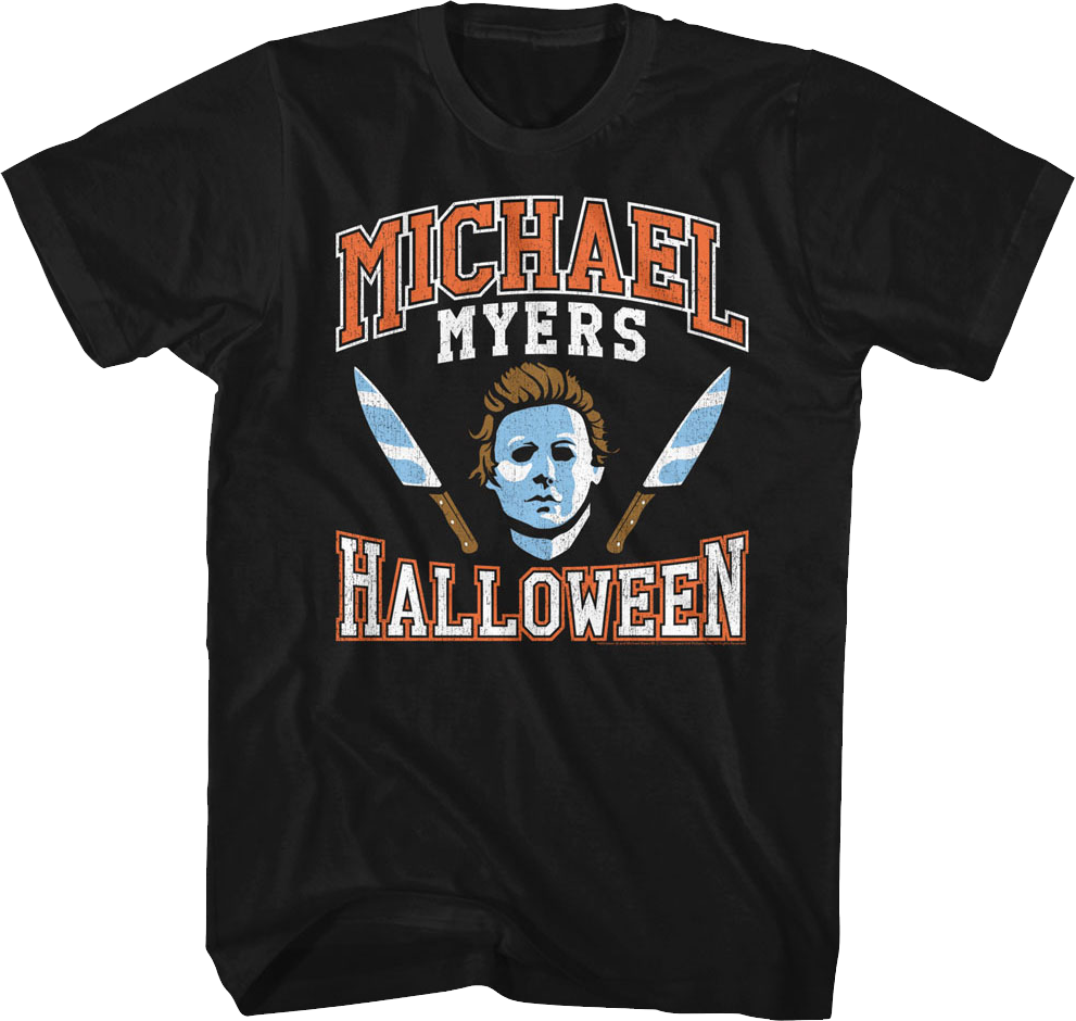 Michael Myers Mask Knives Varsity Logo Halloween T-Shirts, Hoodie, Sweatshirt