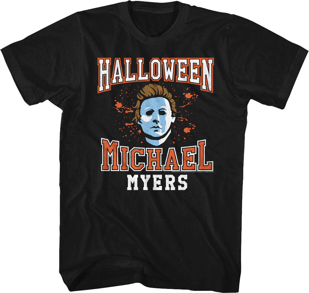 Michael Myers Mask Varsity Logo Halloween T-Shirt Hoodie, Sweatshirt | CiraTrend.com (Image 1)