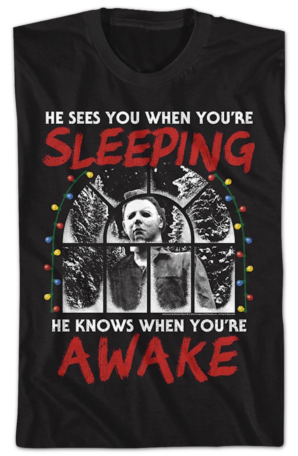 Michael Myers Sees You When You're Sleeping Halloween T-Shirt Hoodie, Sweatshirt | CiraTrend.com (Image 2)