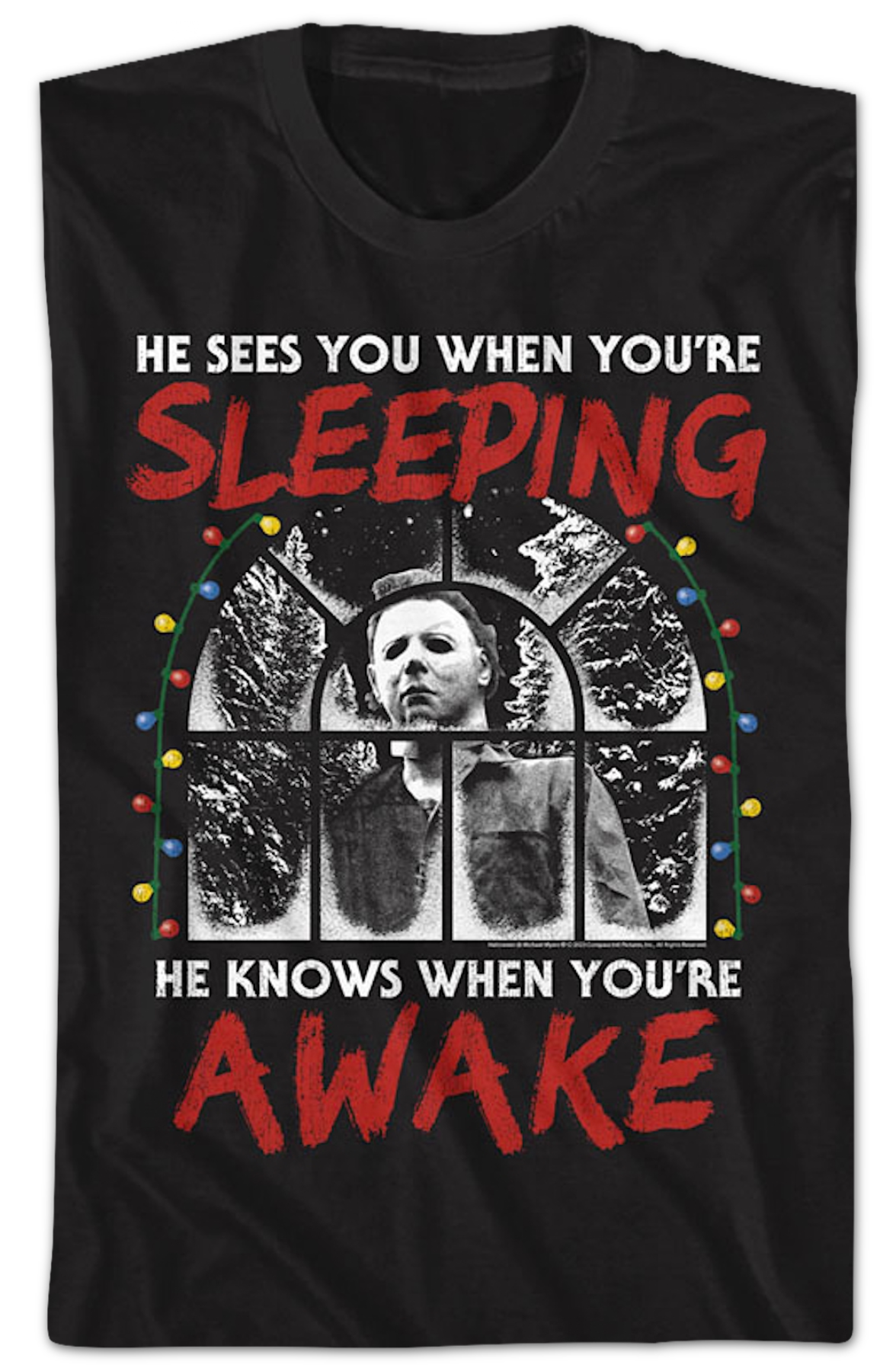 Michael Myers Sees You When You're Sleeping Halloween T-Shirt Hoodie, Sweatshirt | CiraTrend.com (Image 2)