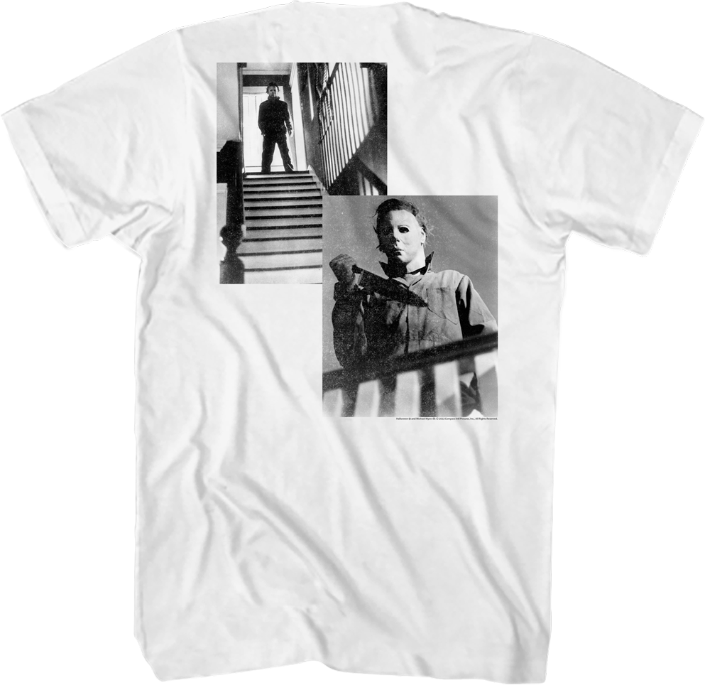 Michael Myers Staircase Photos Halloween T-Shirt Hoodie, Sweatshirt | CiraTrend.com (Image 1)