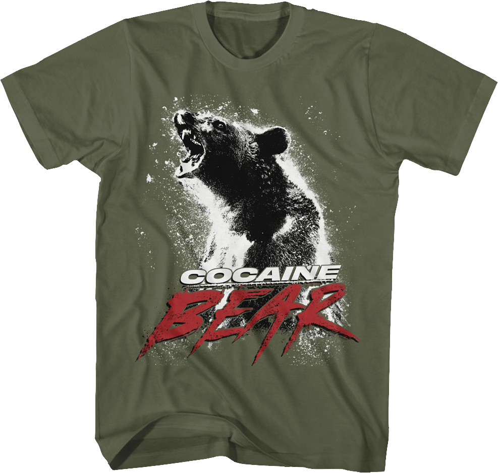 Military Green Movie Poster Cocaine Bear T-Shirt Hoodie, Sweatshirt | CiraTrend.com (Image 1)