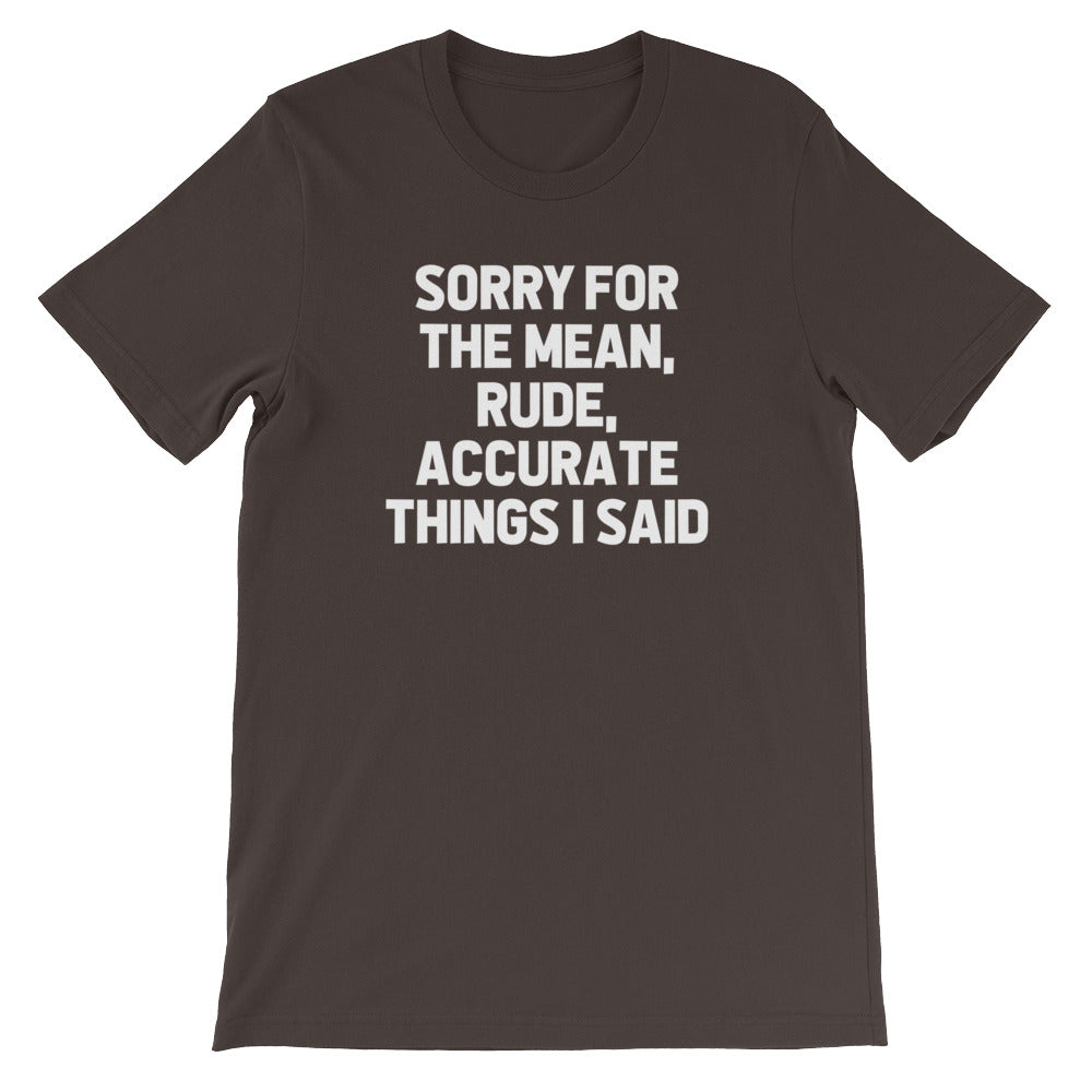 Sorry For The Mean, Rude, Accurate Things I Said T-Shirt (Unisex) Hoodie, Sweatshirt | CiraTrend.com (Image 3)