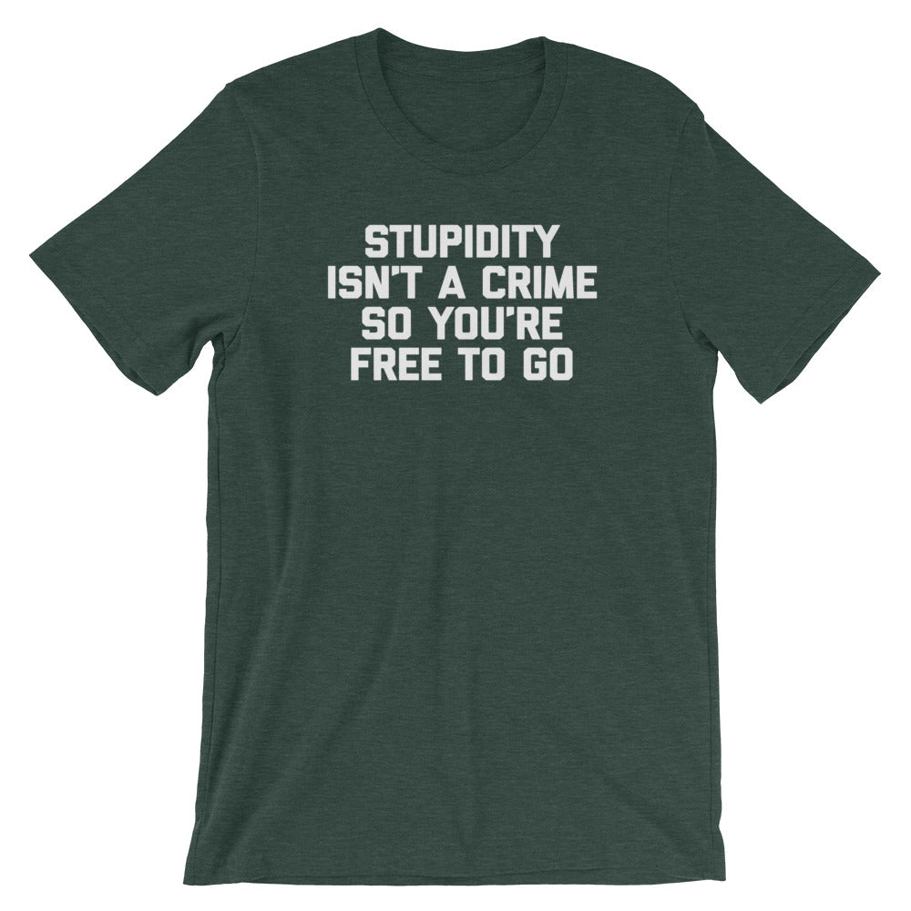 Stupidity Isn't A Crime So You're Free To Go T-Shirt (Unisex) Hoodie, Sweatshirt | CiraTrend.com (Image 5)