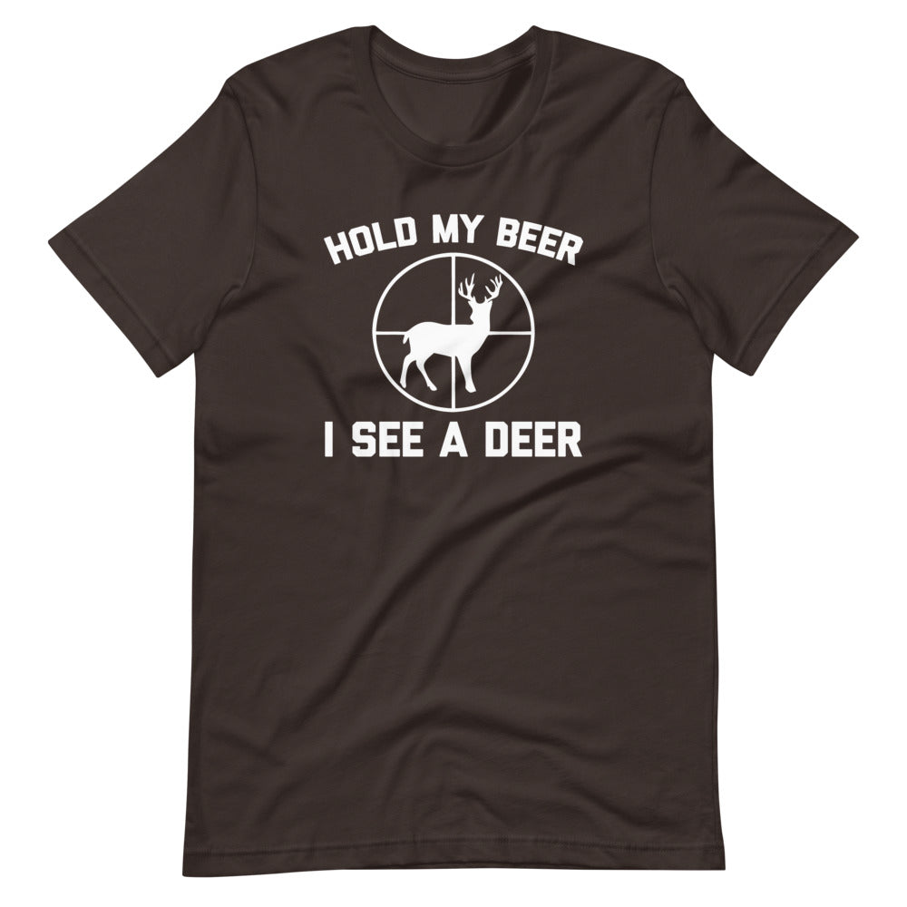Hold My Beer, I See A Deer T-Shirt (Unisex) Hoodie, Sweatshirt | CiraTrend.com (Image 1)