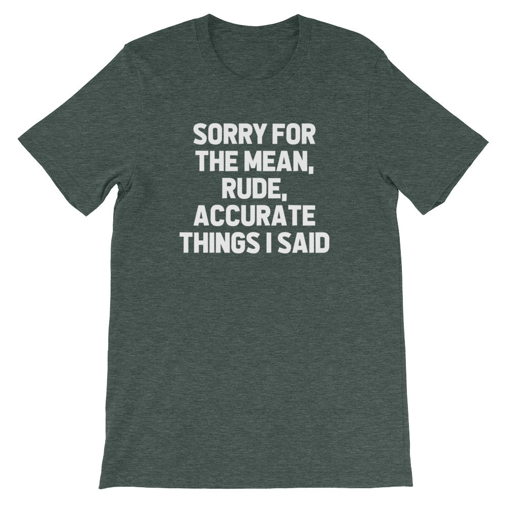 Sorry For The Mean, Rude, Accurate Things I Said T-Shirt (Unisex) Hoodie, Sweatshirt | CiraTrend.com (Image 5)