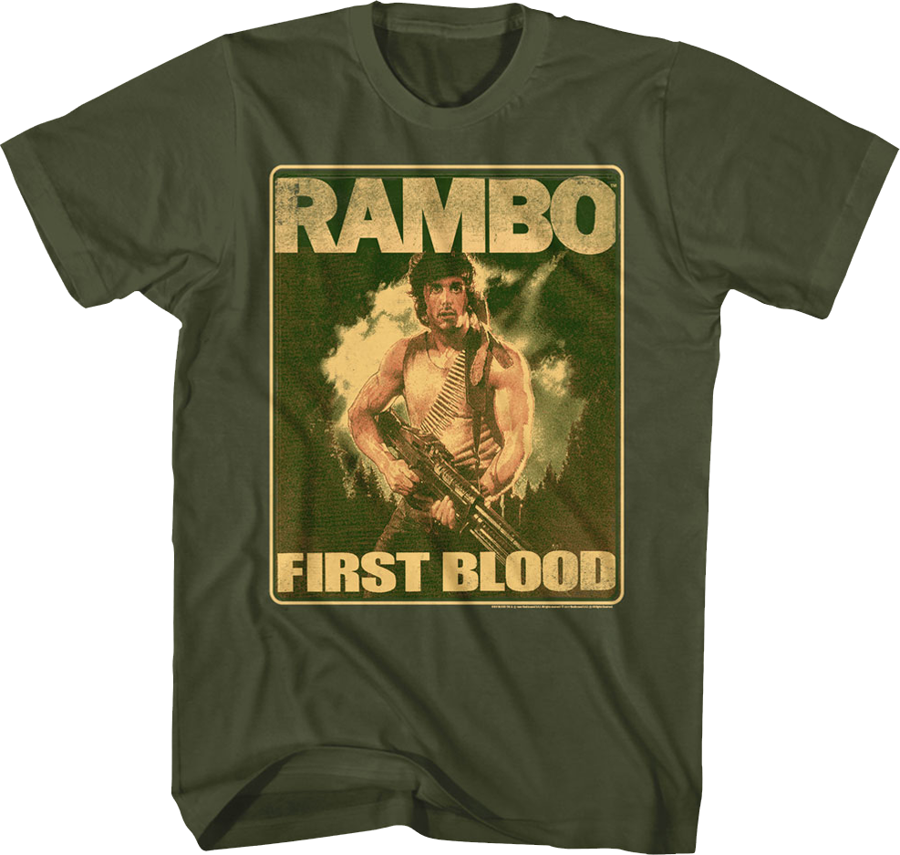 Movie Poster First Blood Rambo T-Shirt Hoodie, Sweatshirt | CiraTrend.com (Image 1)
