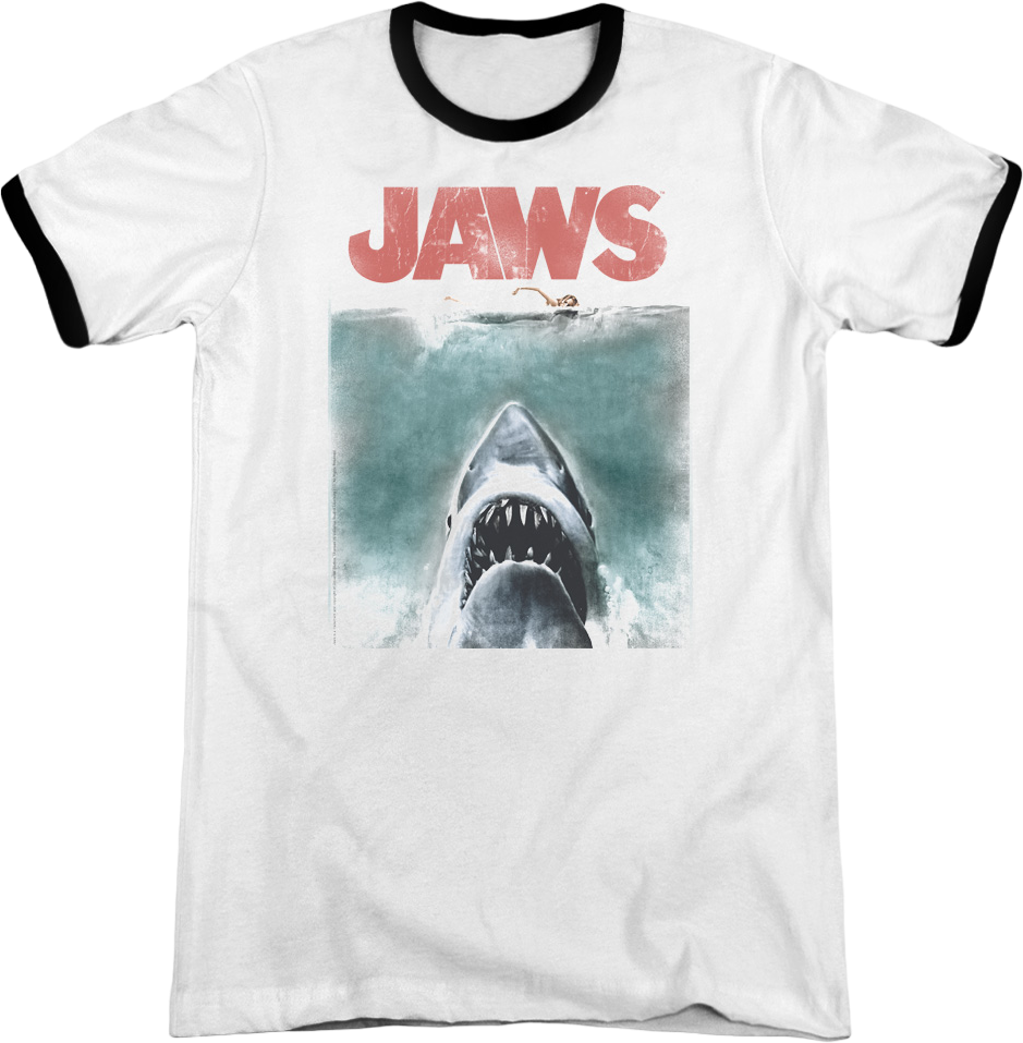 Movie Poster Jaws Ringer Shirt Hoodie, Sweatshirt | CiraTrend.com (Image 1)