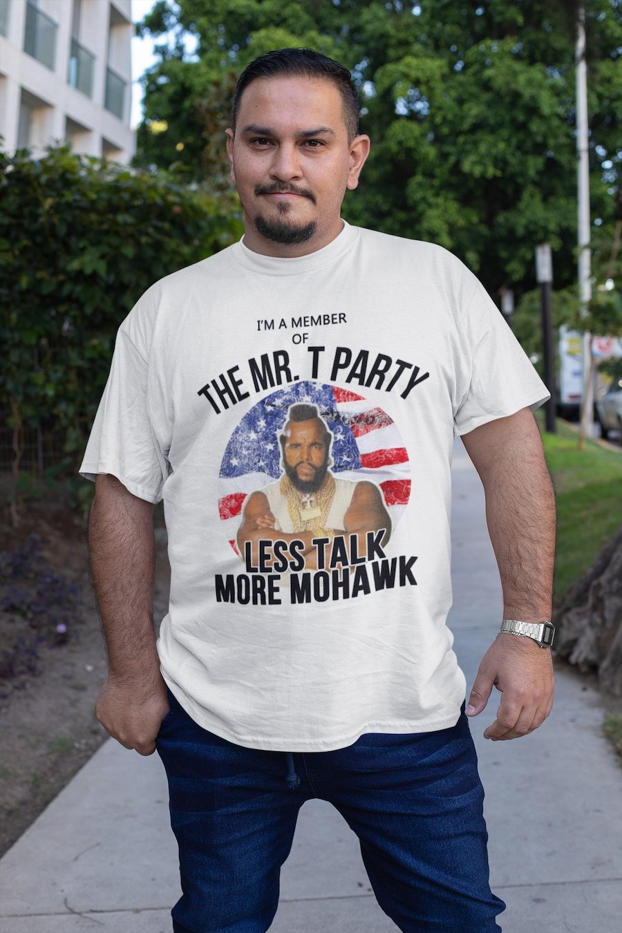 Mr. T Less Talk More Mohawk T-Shirt Hoodie, Sweatshirt | CiraTrend.com (Image 1)