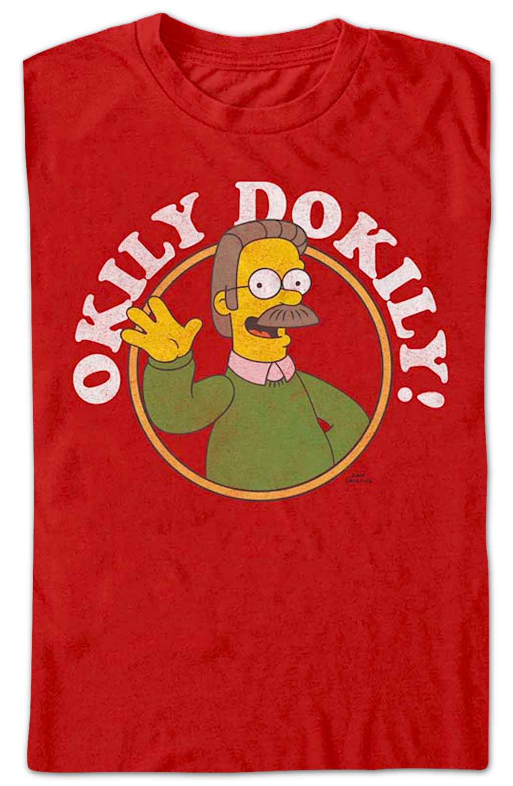 Red Ned Flanders Okily Dokily Simpsons T-Shirt Hoodie, Sweatshirt | CiraTrend.com (Image 2)