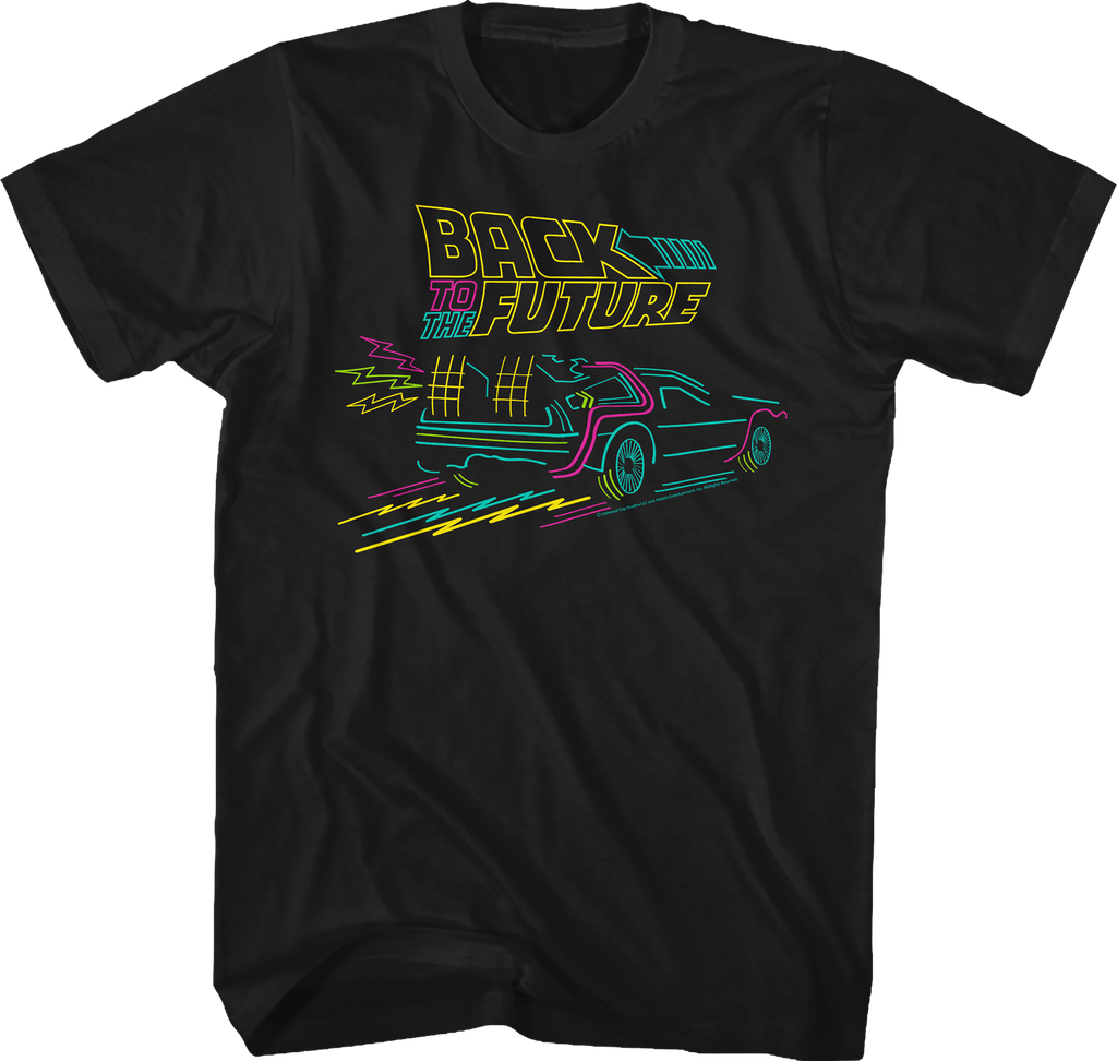 Neon DeLorean Back To The Future T-Shirt Hoodie, Sweatshirt | CiraTrend.com (Image 1)