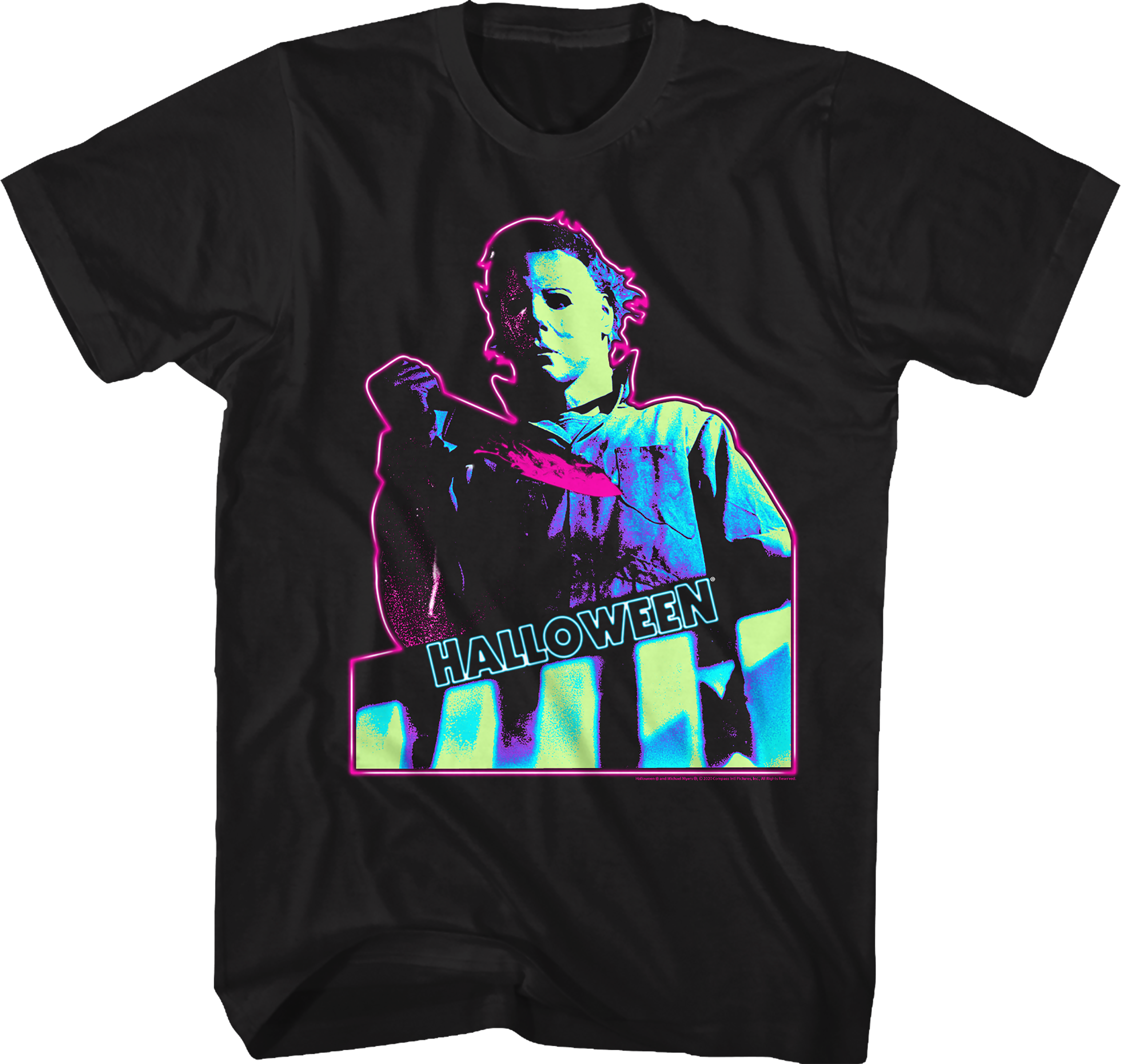 Neon The Shape Michael Myers Halloween T-Shirt Hoodie, Sweatshirt | CiraTrend.com (Image 1)